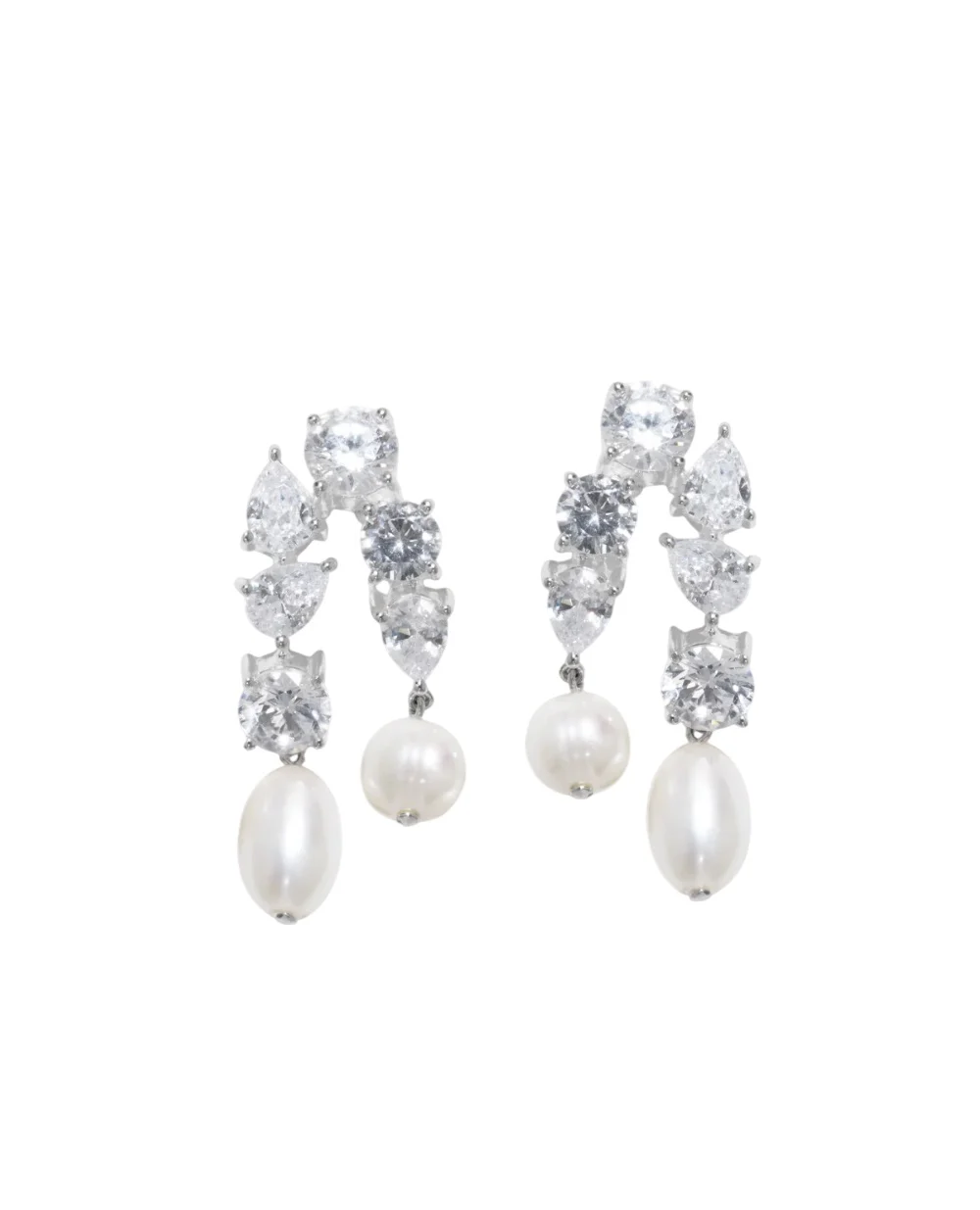 Сережки з переробленого срібла з перлами та цирконієм Completedworks Z57, срібний колір • Купити в інтернет-магазині Kameron