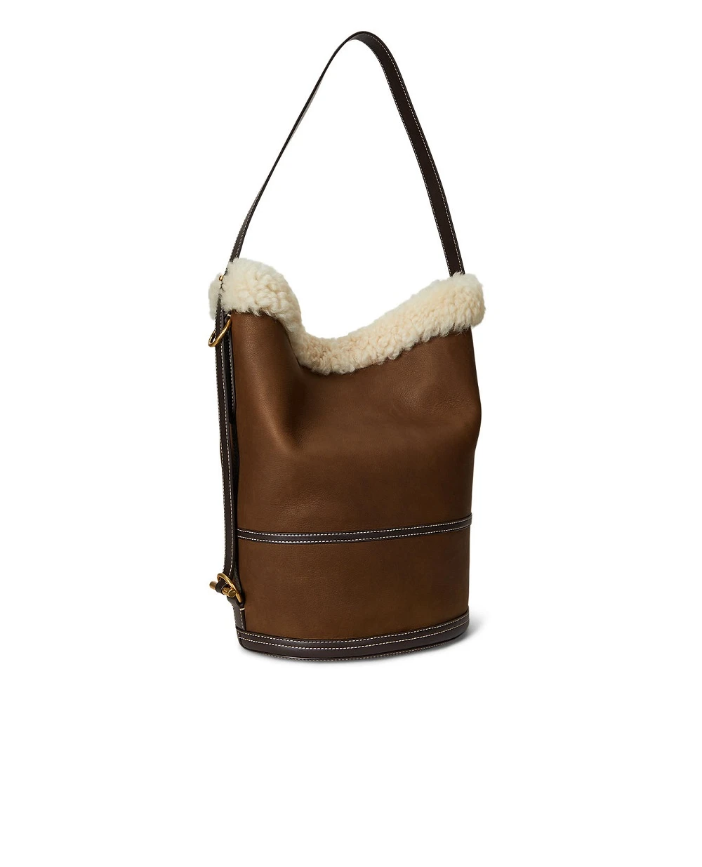 Сумка-відро Bellport із овчини Polo Ralph Lauren 428971298001, коричневий колір • Купити в інтернет-магазині Kameron