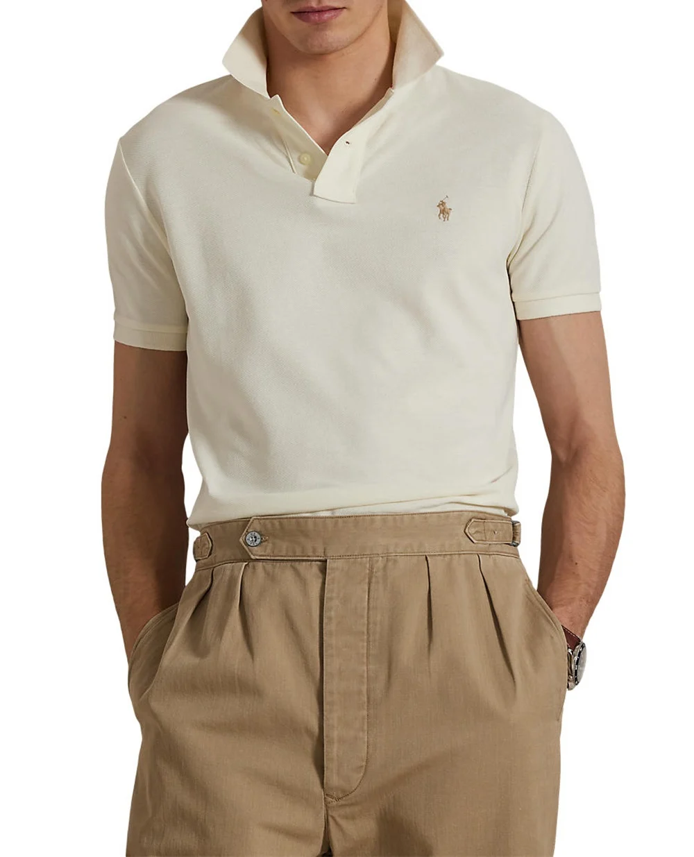 Поло Mesh Polo Ralph Lauren 710680784372, кремовый цвет • Купить в интернет-магазине Kameron