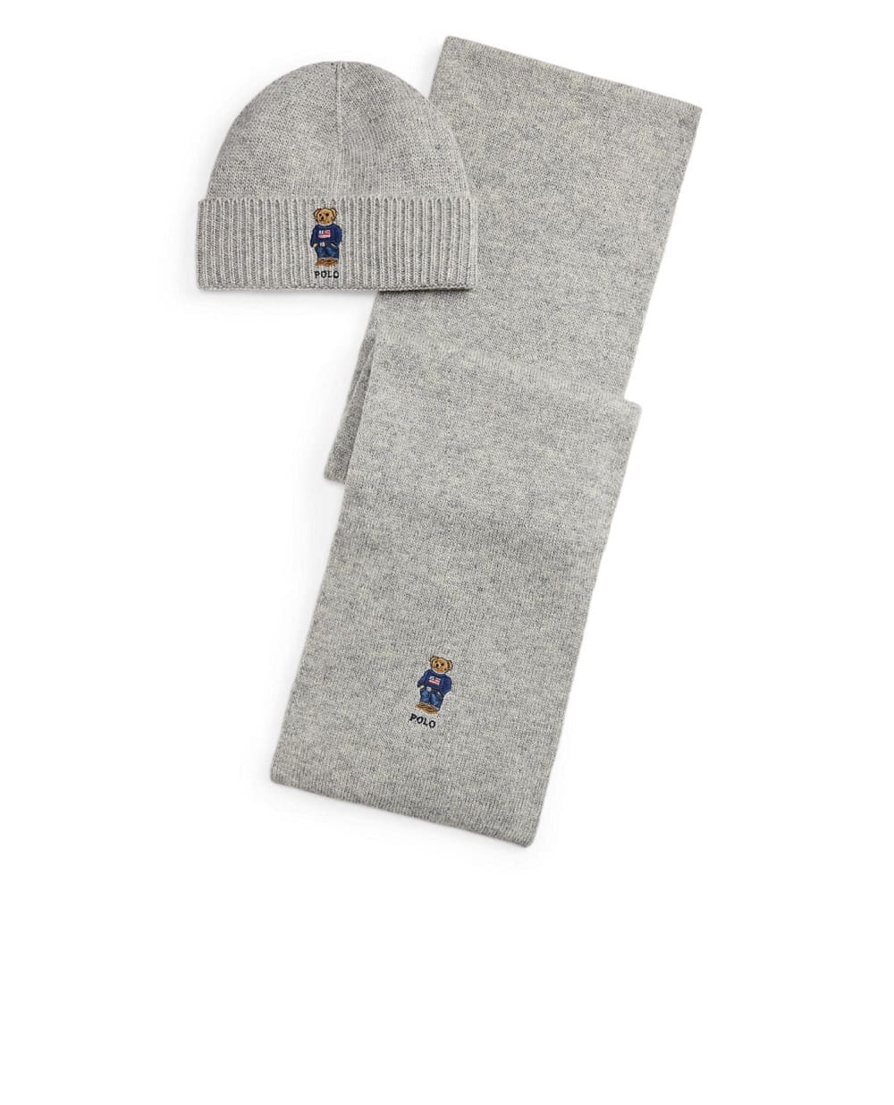 Подарочный набор шапка и шарф Polo Bear Polo Ralph Lauren 449P02050003, серый цвет • Купить в интернет-магазине Kameron