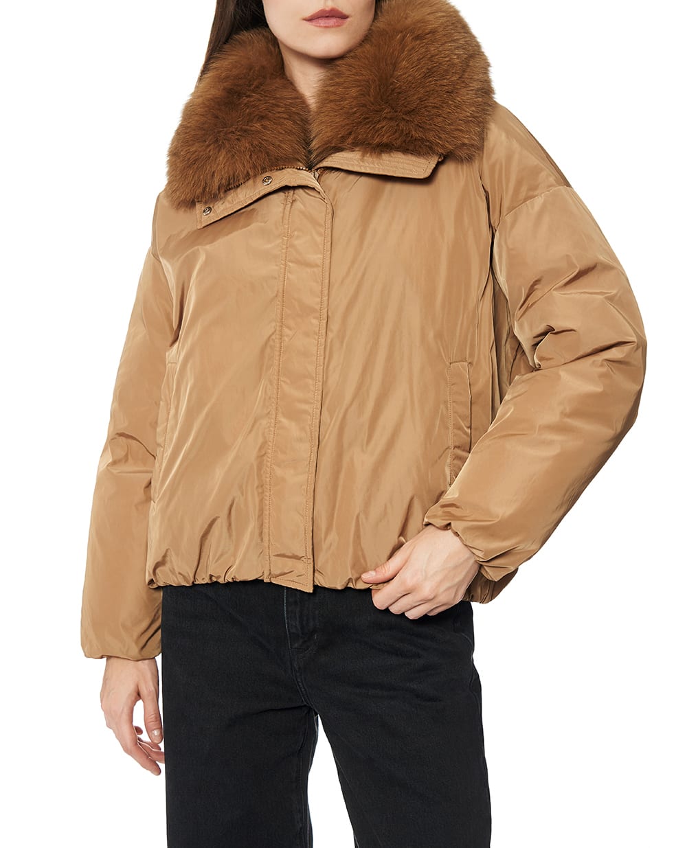 Куртка з рукавичками Yves Salomon 25WYV05866DOTM, коричневий колір • Купити в інтернет-магазині Kameron