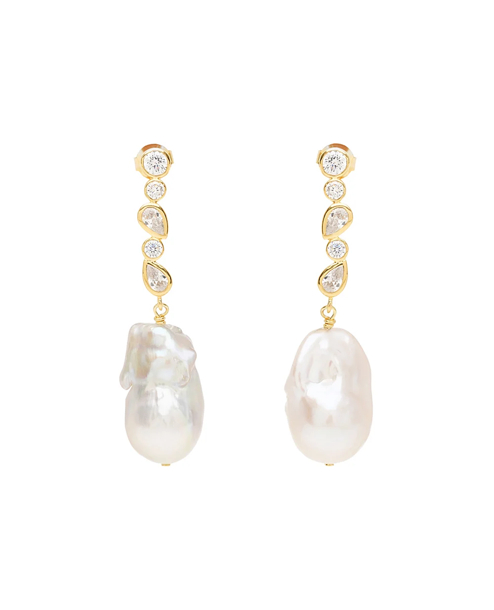 Сережки з переробленого золота з перлами і цирконієм Completedworks P169, золотий колір • Купити в інтернет-магазині Kameron