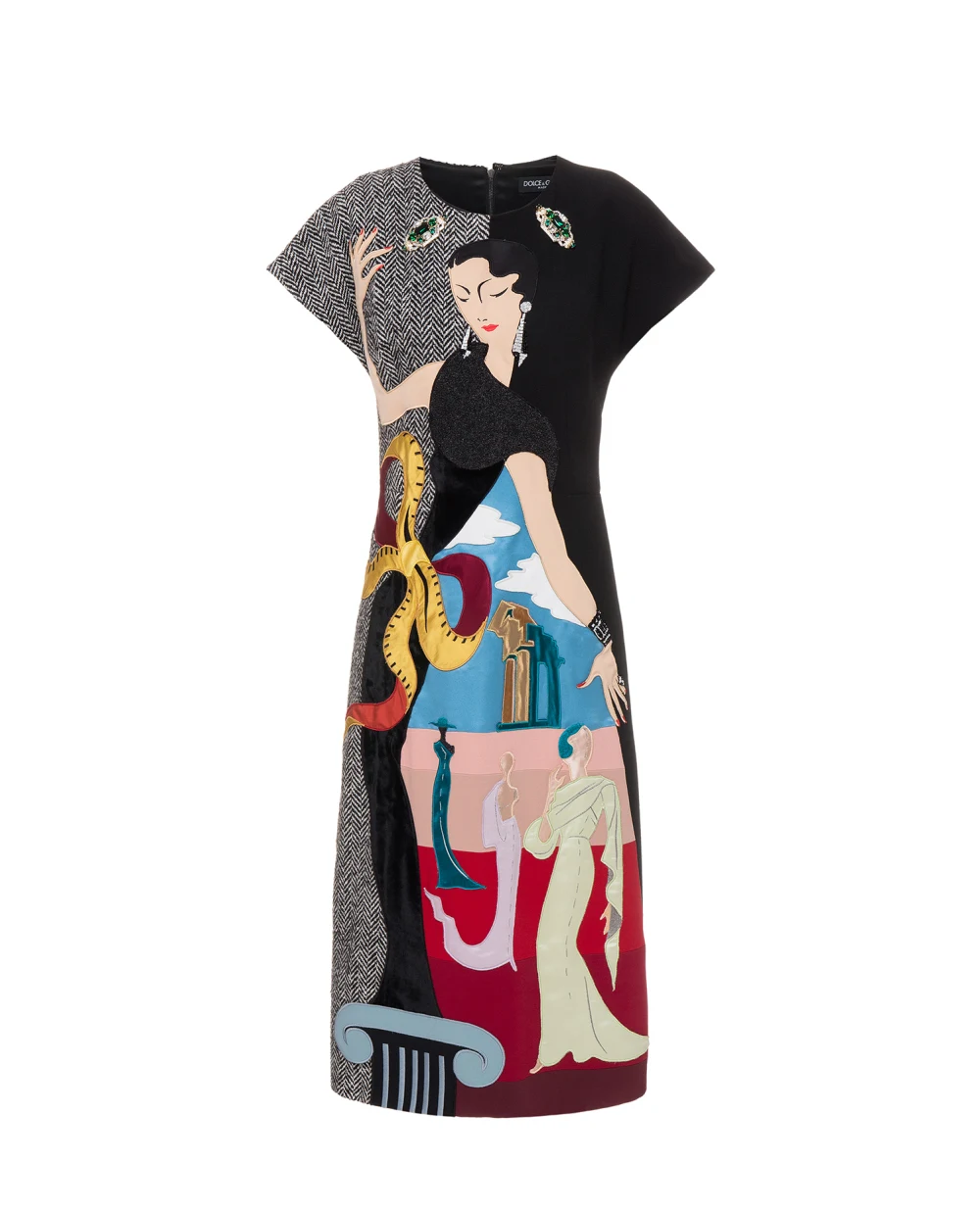 Шерстяное платье Dolce&Gabbana F6G2TZ-GDR47, черный цвет • Купить в интернет-магазине Kameron