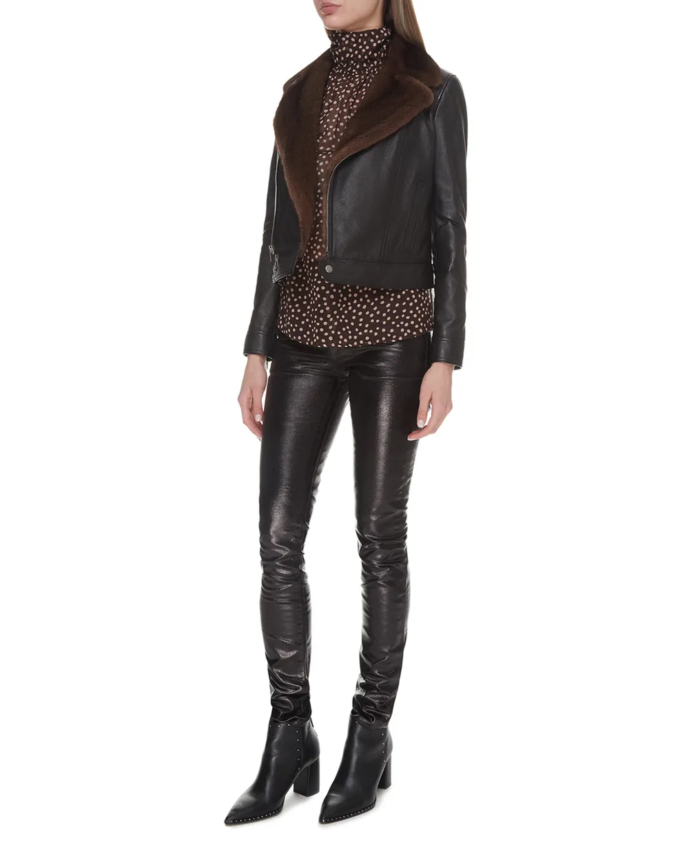 Кожаная косуха Saint Laurent 528452-YCCS2-, черный цвет • Купить в интернет-магазине Kameron