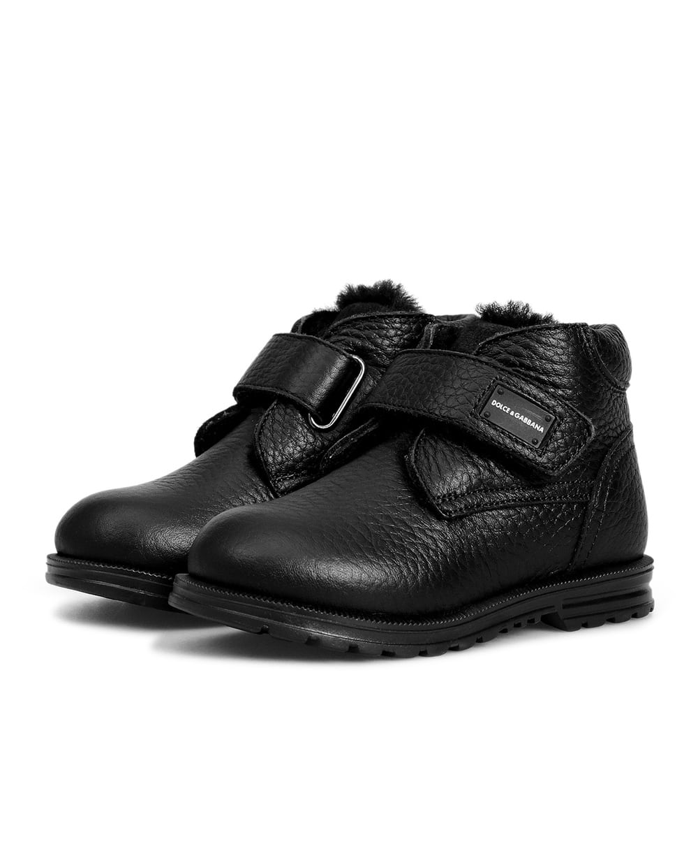 Детские кожаные ботинки Dolce&Gabbana Kids DL0023-AU492, черный цвет • Купить в интернет-магазине Kameron