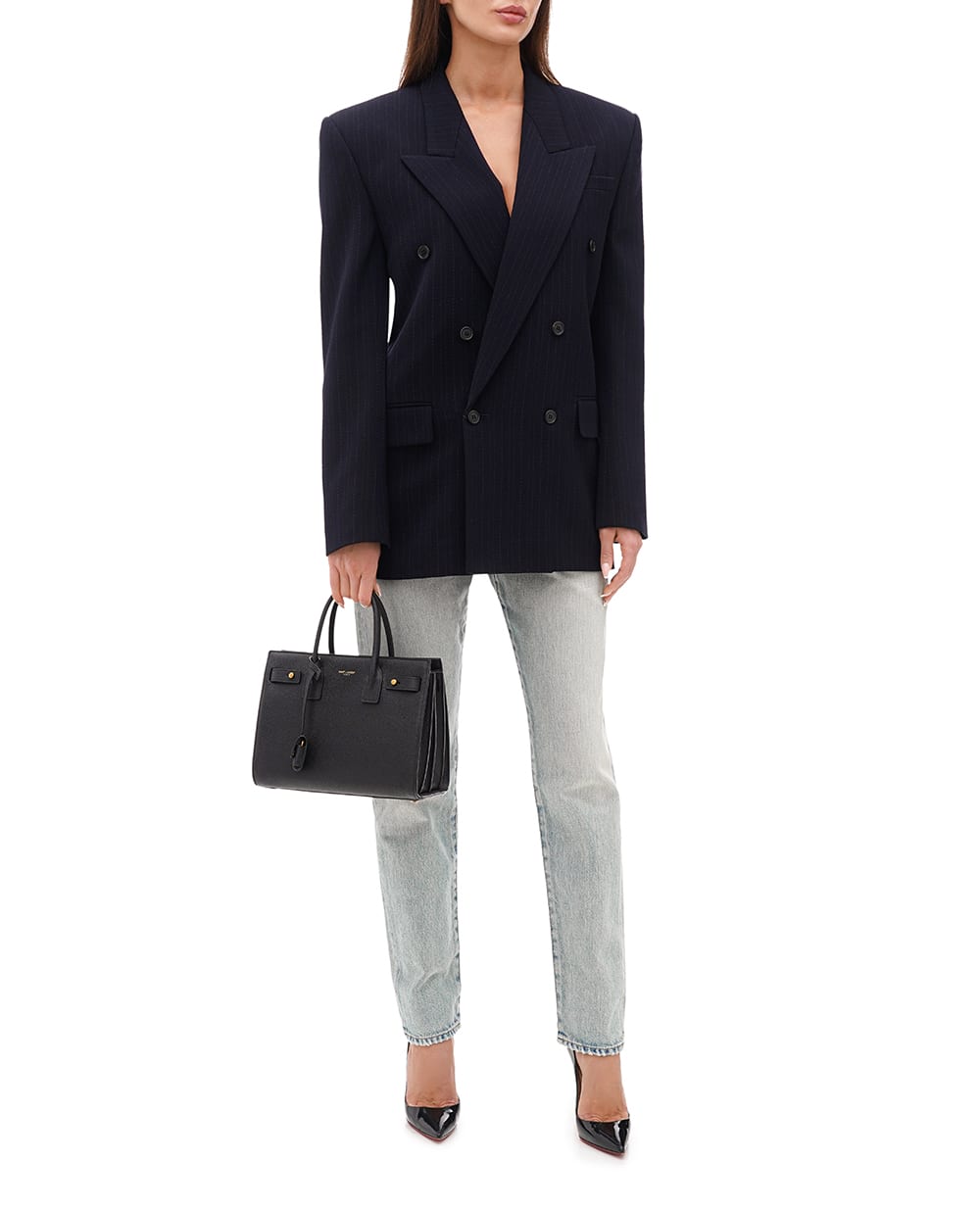 Кожаная сумка Sac du Jou Small Saint Laurent 717448-DTI0W, черный цвет • Купить в интернет-магазине Kameron