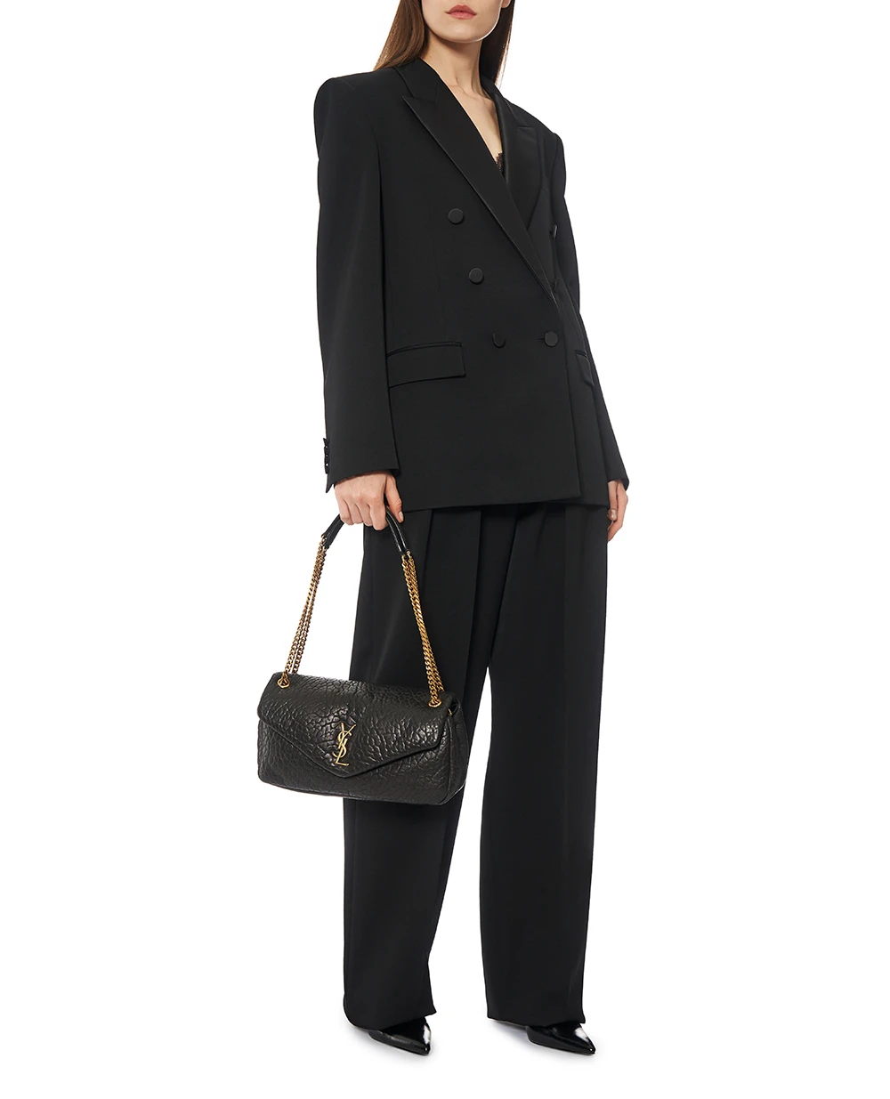 Шкіряна сумка Сalypso Medium Saint Laurent 800916-AACYT, чорний колір • Купити в інтернет-магазині Kameron