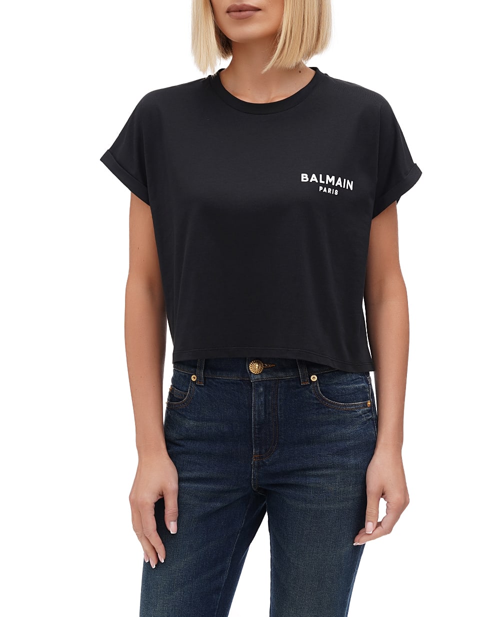 Футболка Balmain BF1EE005BB01, чорний колір • Купити в інтернет-магазині Kameron