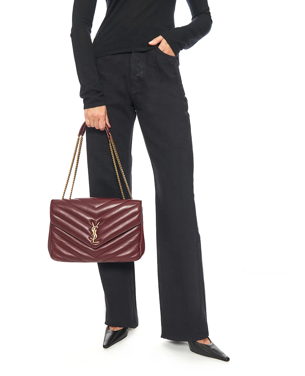 Сумка из кожи Loulou Large Saint Laurent 803541-AAEAX, бордовый цвет • Купить в интернет-магазине Kameron