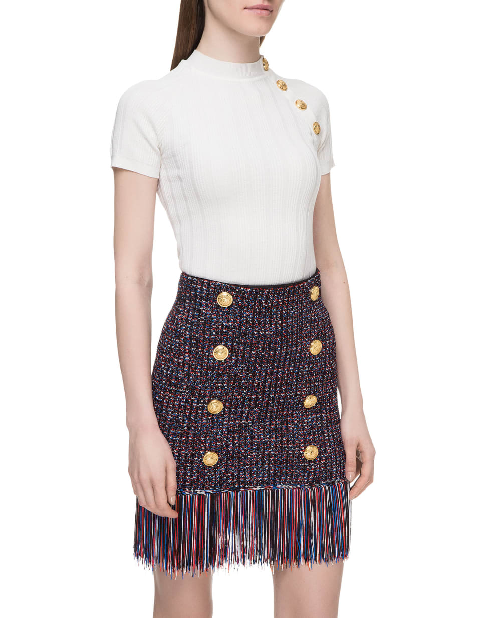 Шерстяной джемпер Balmain RF23630K329, белый цвет • Купить в интернет-магазине Kameron