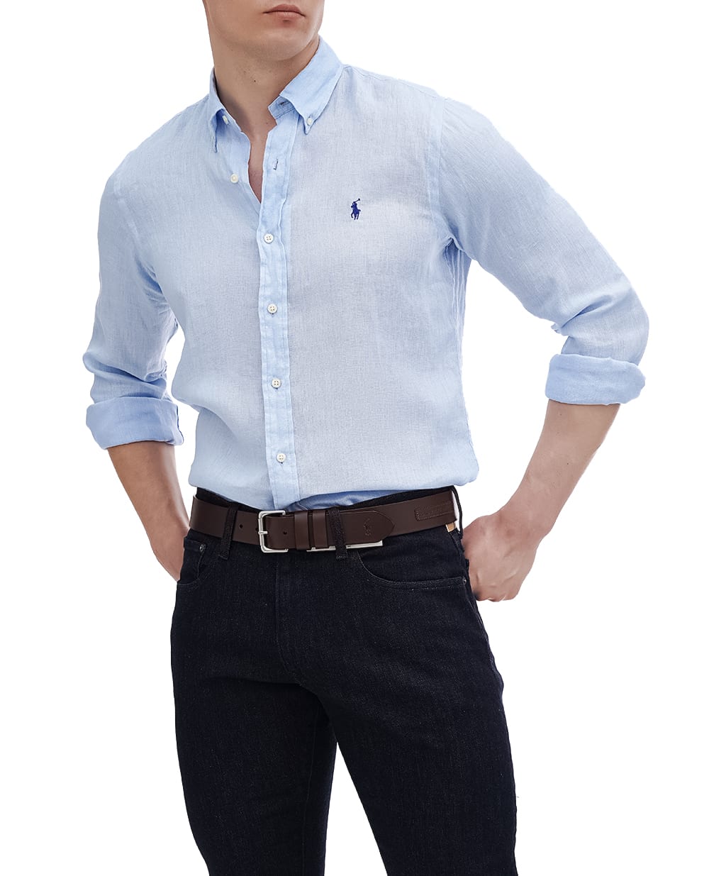 Льняная рубашка Polo Ralph Lauren 710966294008, голубой цвет • Купить в интернет-магазине Kameron
