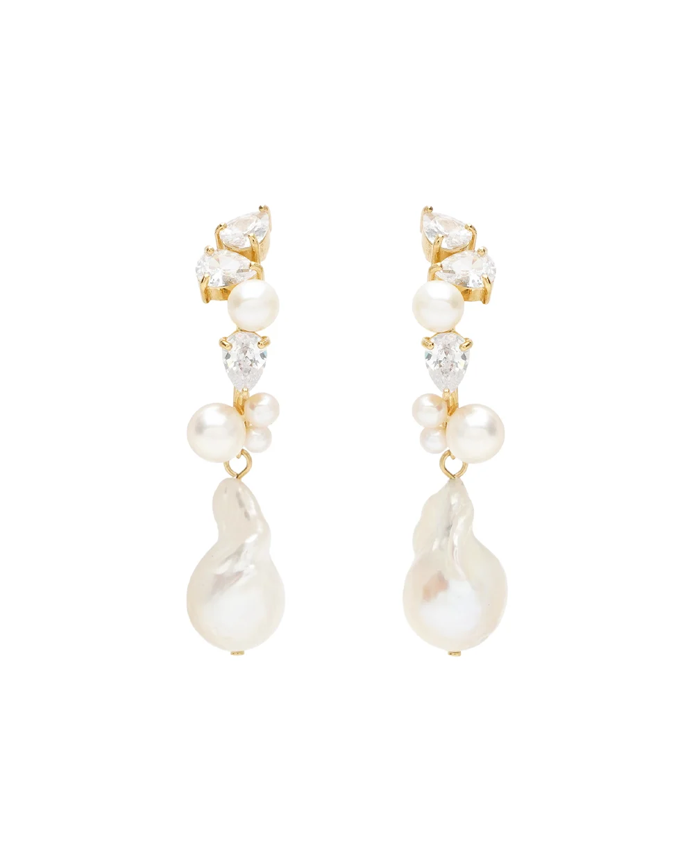 Сережки із золота з перлами та білим топазом Completedworks P63, золотий колір • Купити в інтернет-магазині Kameron