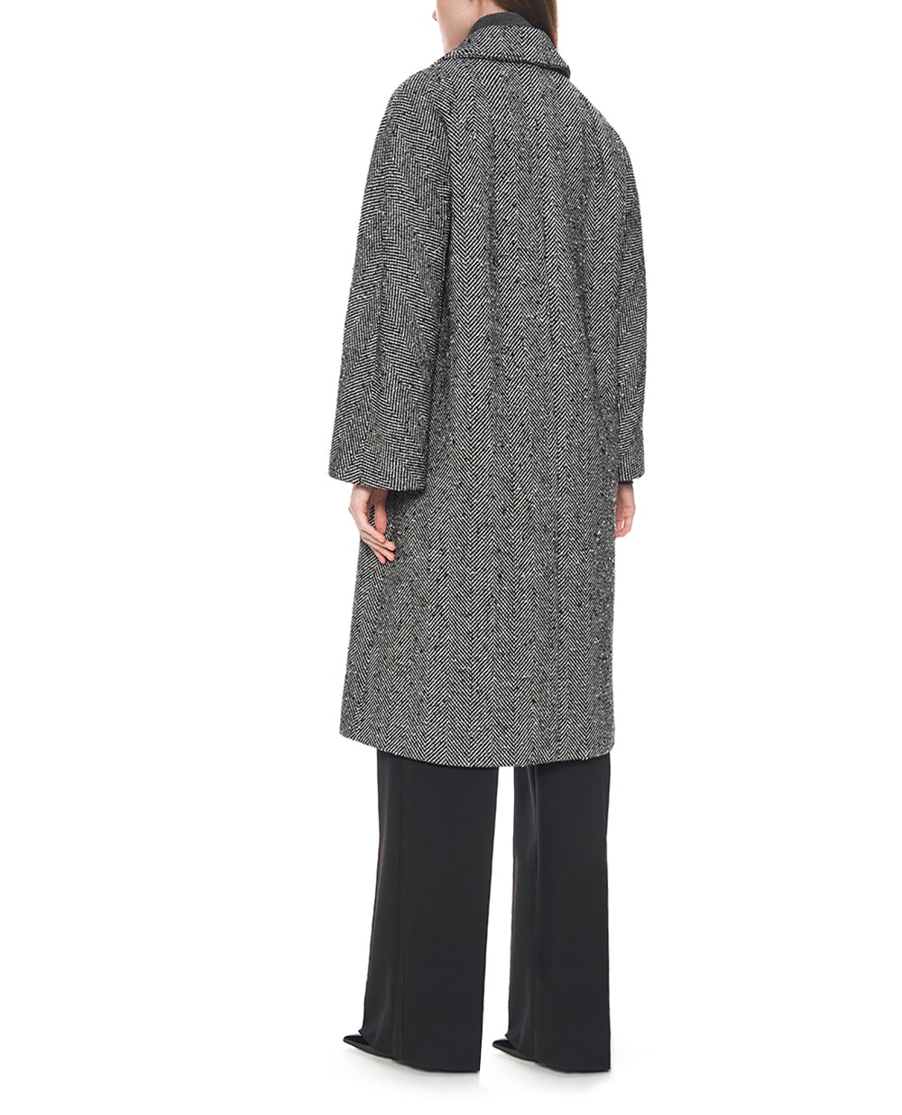 Довге пальто з вовни з шевронним візерунком Dolce&Gabbana F0W4JT-FCZAJ, чорний колір • Купити в інтернет-магазині Kameron