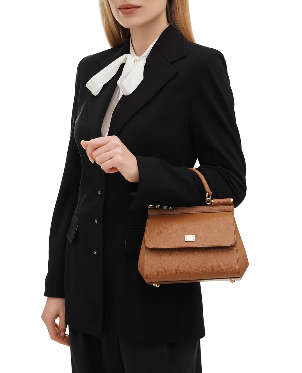 Кожаная сумка Sicily Medium Dolce&Gabbana BB6003-B1001, коричневый цвет • Купить в интернет-магазине Kameron