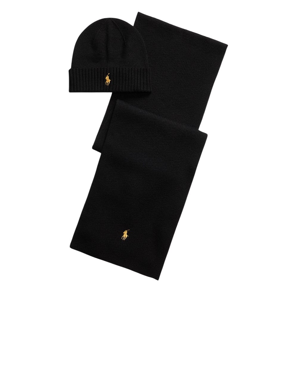Комплект шапка и шарф из шерсти Polo Ralph Lauren 710951146002, черный цвет • Купить в интернет-магазине Kameron