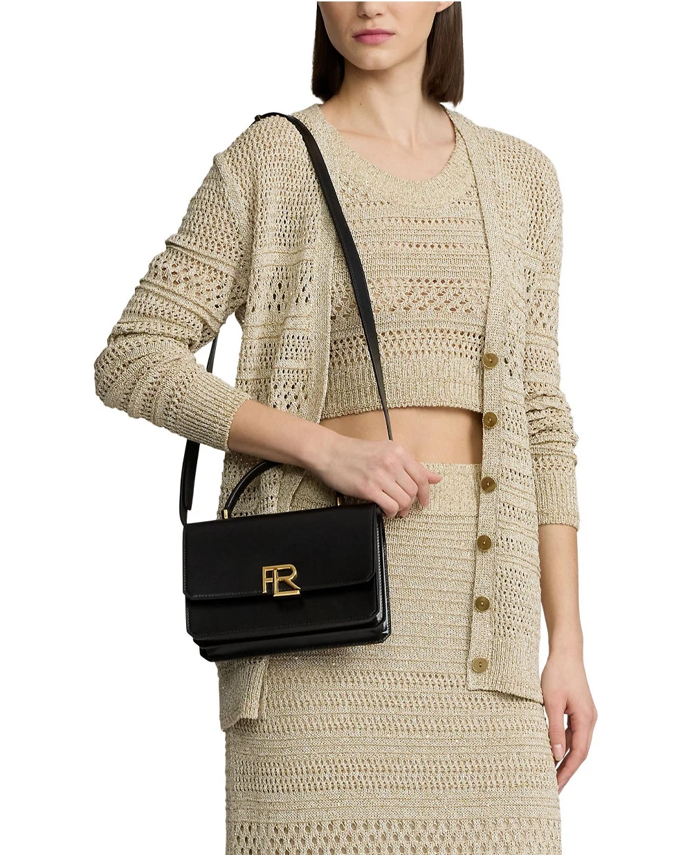 Сумка-кроссбоди из кожи Ralph Lauren Collection 435930958007, черный цвет • Купить в интернет-магазине Kameron