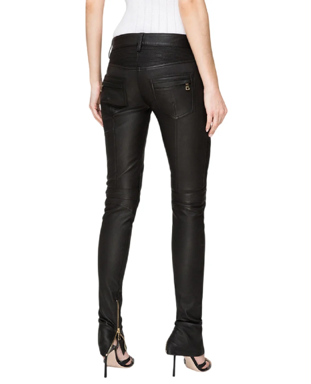 Шкіряні штани Balmain RF1995997142P, чорний колір • Купити в інтернет-магазині Kameron