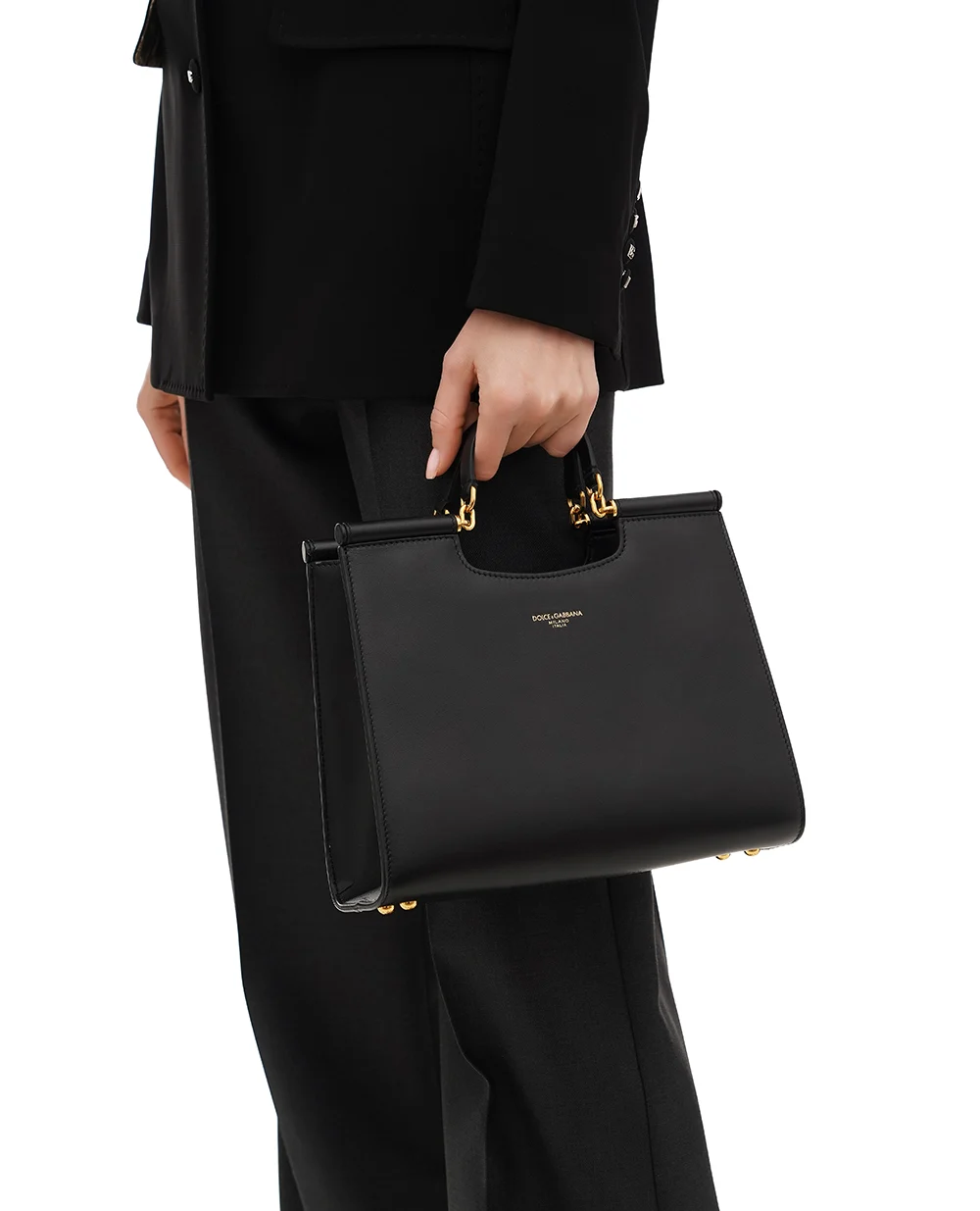 Кожаная сумка Sicily Small Dolce&Gabbana BB7728-B7321, черный цвет • Купить в интернет-магазине Kameron