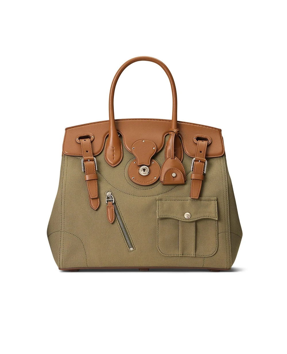 Сумка из холста и кожи Soft Ricky 33 Ralph Lauren Collection 435968260001, оливковый цвет • Купить в интернет-магазине Kameron
