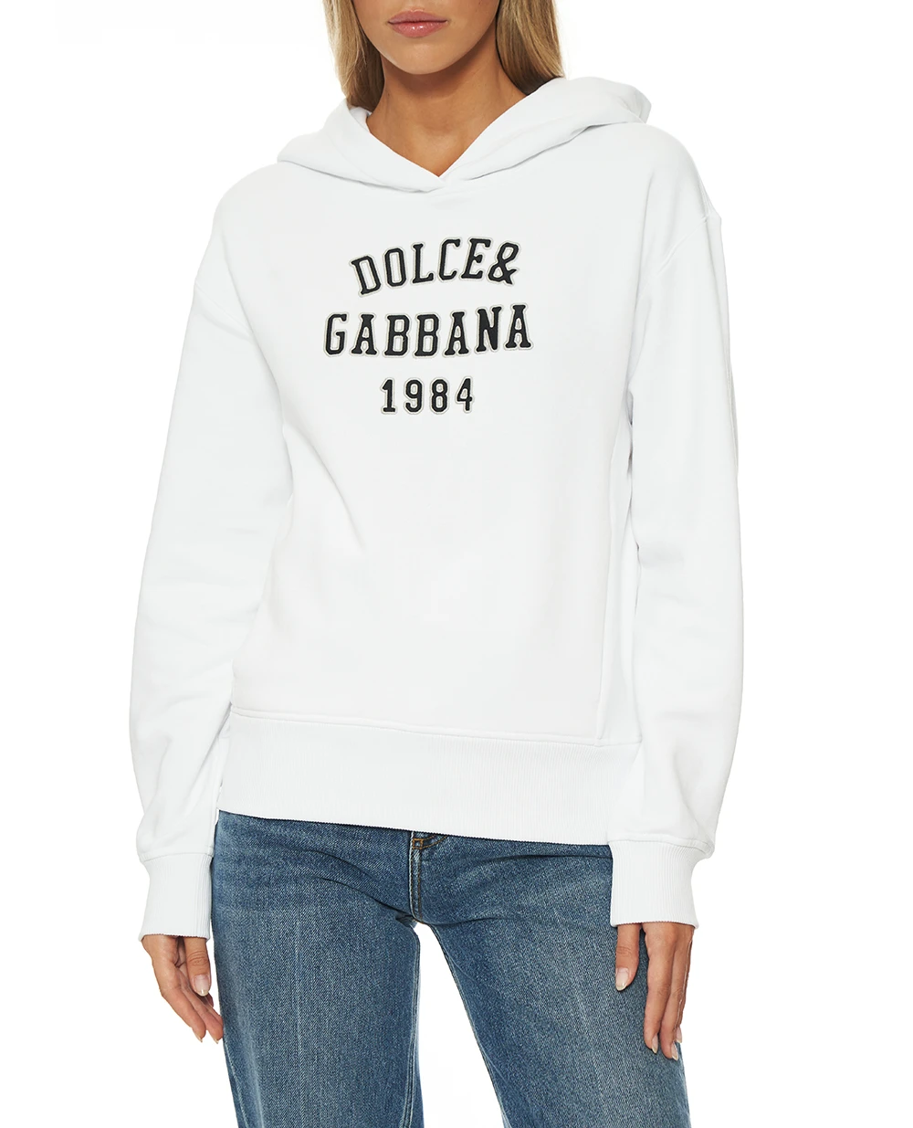 Худі з вишивкою Dolce&Gabbana F9S48Z-GDDBA, білий колір • Купити в інтернет-магазині Kameron