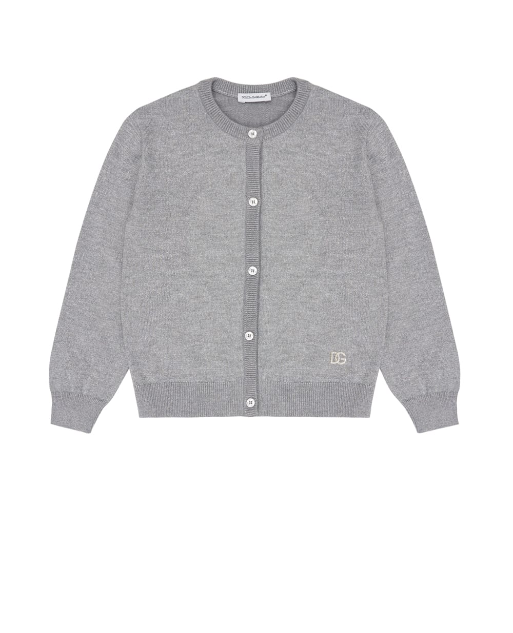 Детский кардиган из шерсти и вискозы Dolce&Gabbana Kids L5KWMJ-JGME6-B, серый цвет • Купить в интернет-магазине Kameron