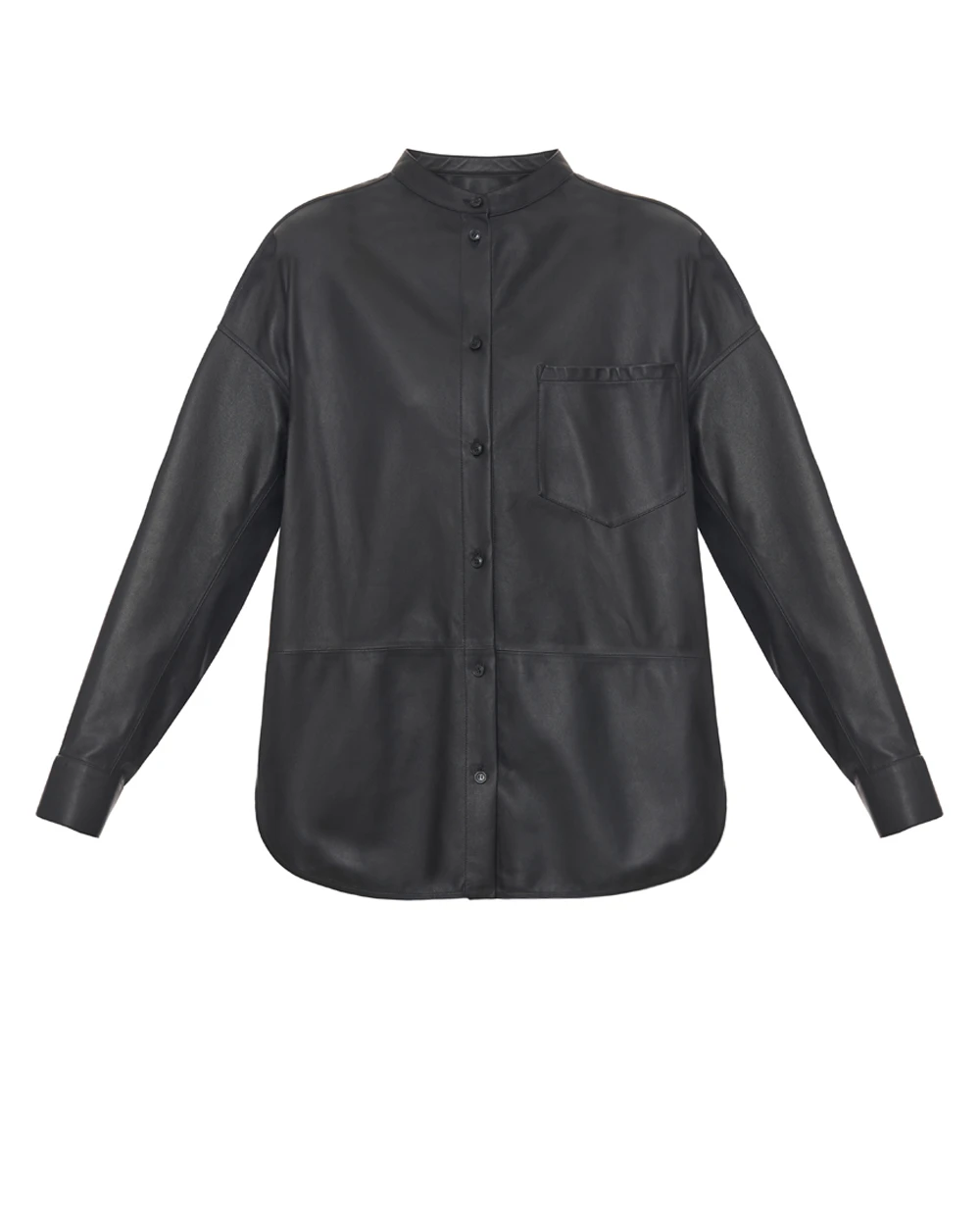 Рубашка из телячьей кожи Yves Salomon 26EYH20177APAR, черный цвет • Купить в интернет-магазине Kameron