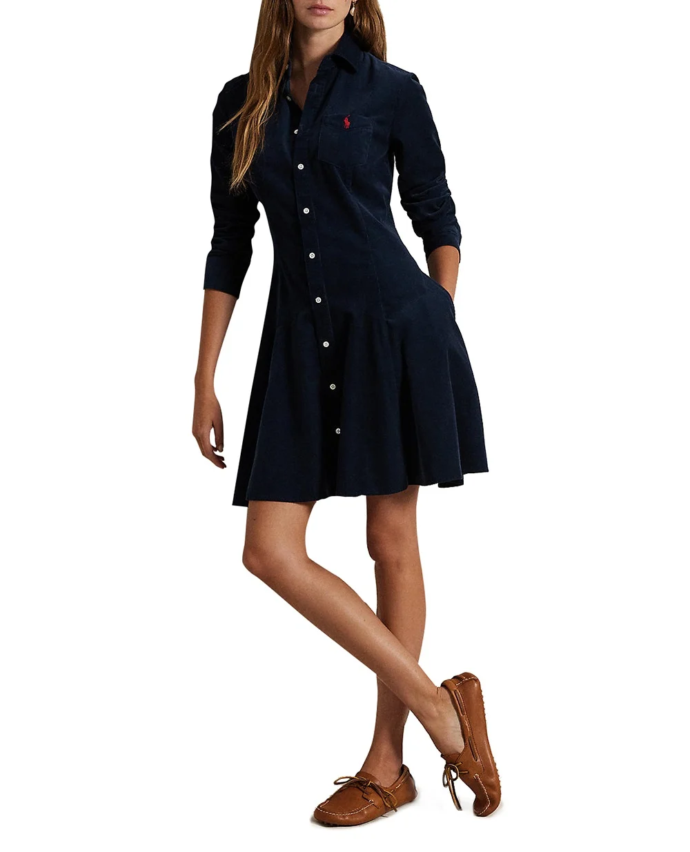 Сукня-сорочка вельветова Polo Ralph Lauren 211972069004, синій колір • Купити в інтернет-магазині Kameron