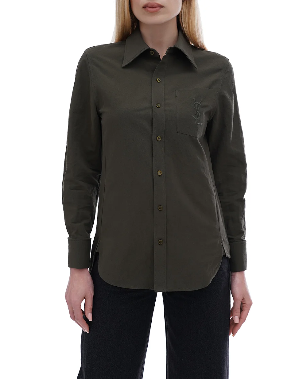 Сорочка Saint Laurent 823673-Y3D50, темно-зелений колір • Купити в інтернет-магазині Kameron