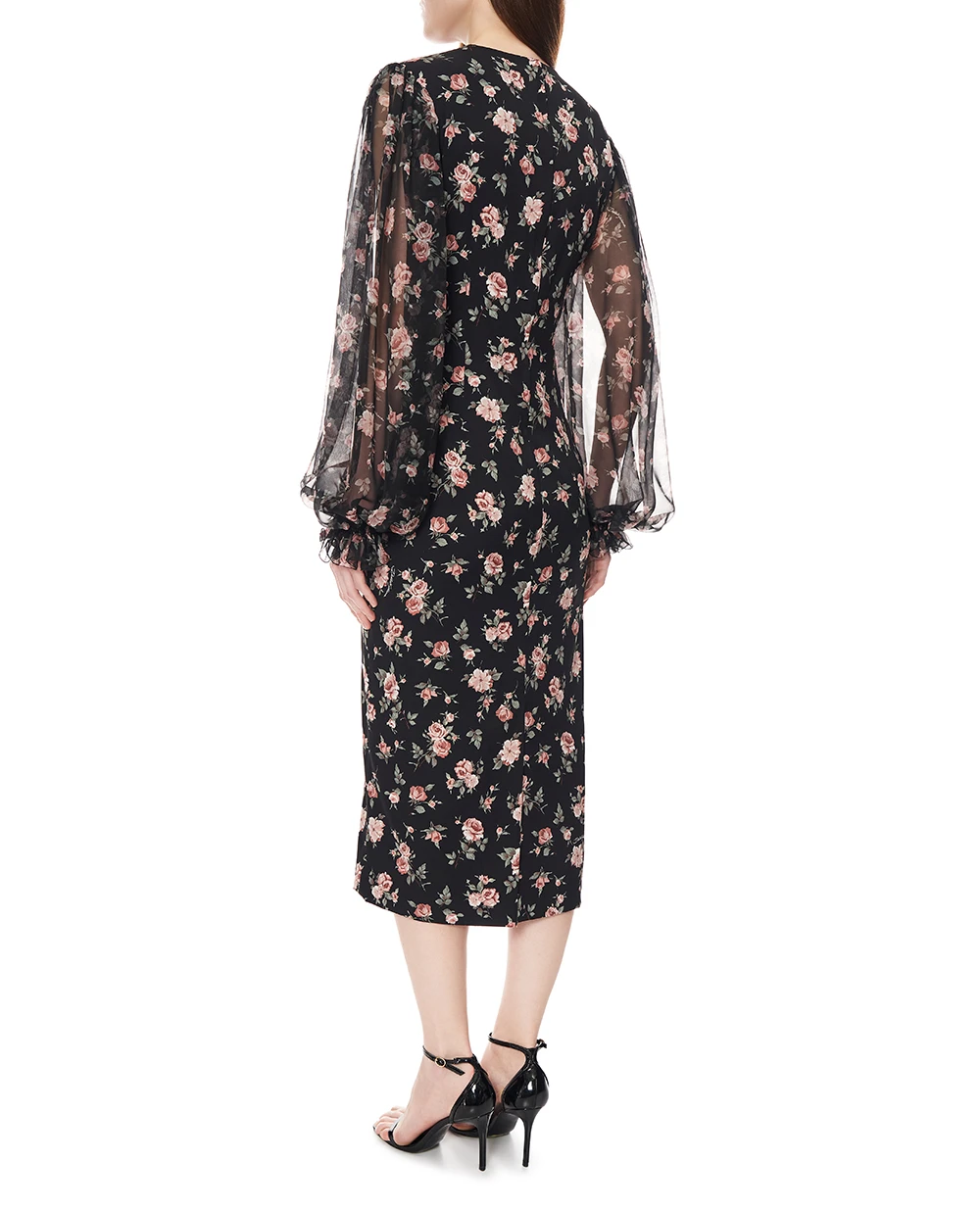 Сукня з принтом із шовку Dolce&Gabbana F611DT-FSA8C, чорний колір • Купити в інтернет-магазині Kameron
