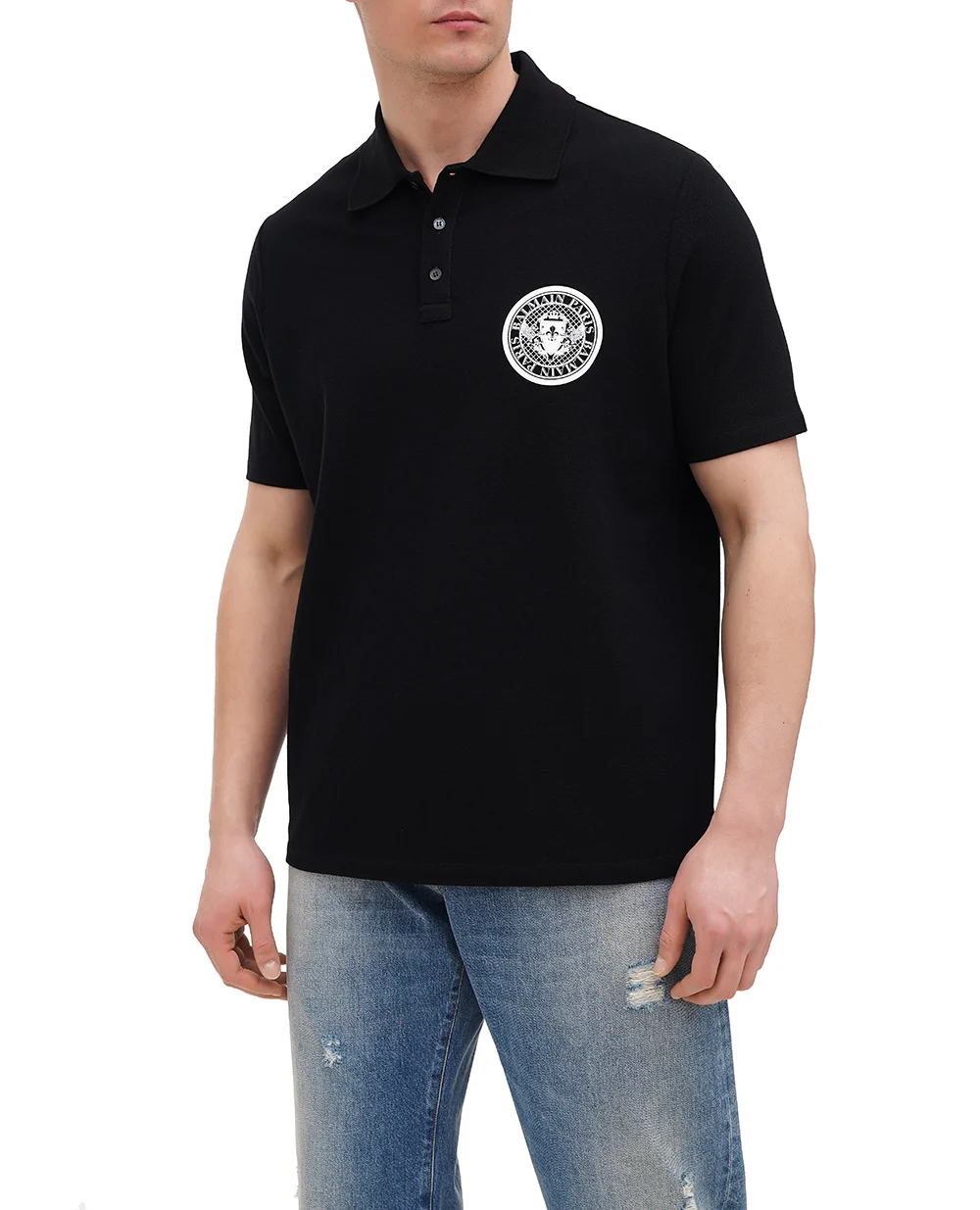Поло Balmain EH1GC026BC94, чорний колір • Купити в інтернет-магазині Kameron