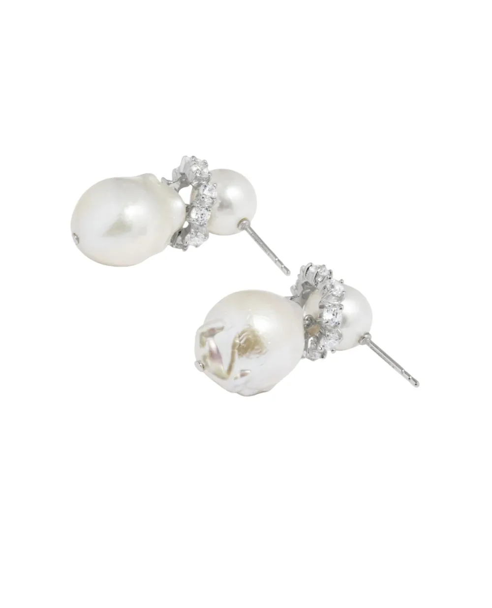 Серьги из переработанного серебра с жемчугом и цирконием Completedworks P217, серебряный цвет • Купить в интернет-магазине Kameron