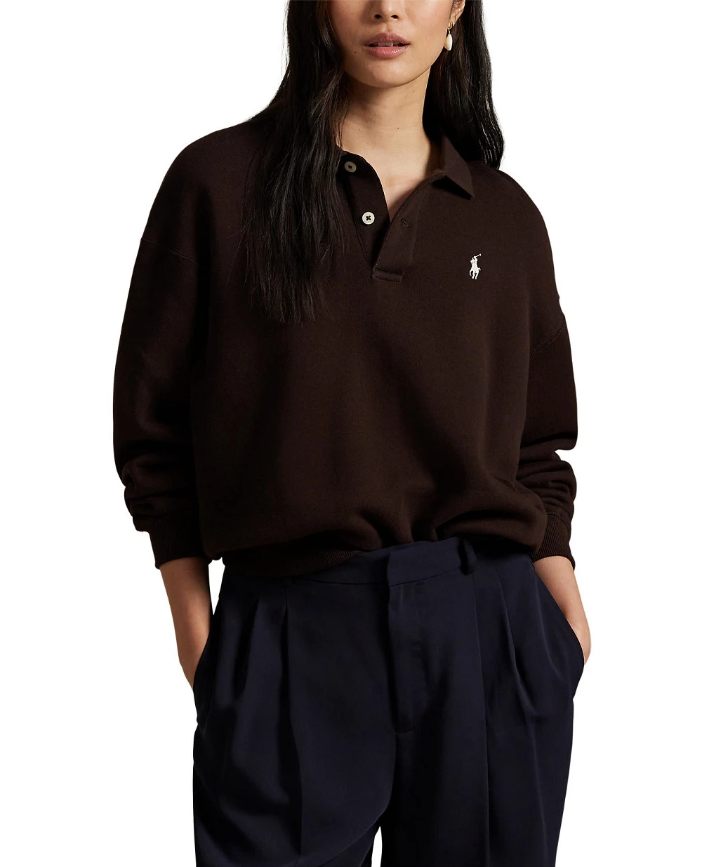 Флісовий пуловер з коміром-поло (костюм) Polo Ralph Lauren 211947966009, коричневий колір • Купити в інтернет-магазині Kameron