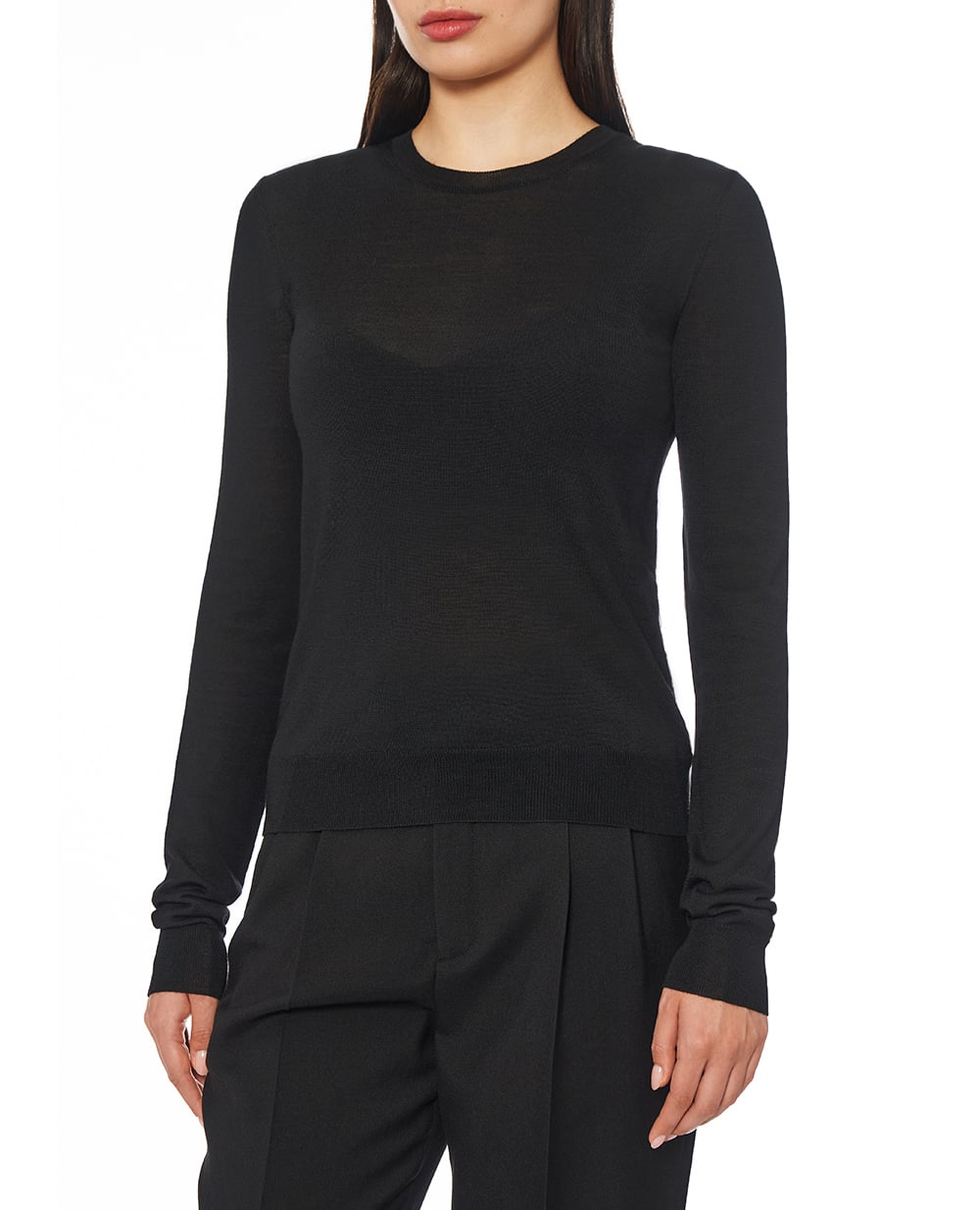 Пуловер из шерсти Saint Laurent 834223-Y76GM, черный цвет • Купить в интернет-магазине Kameron