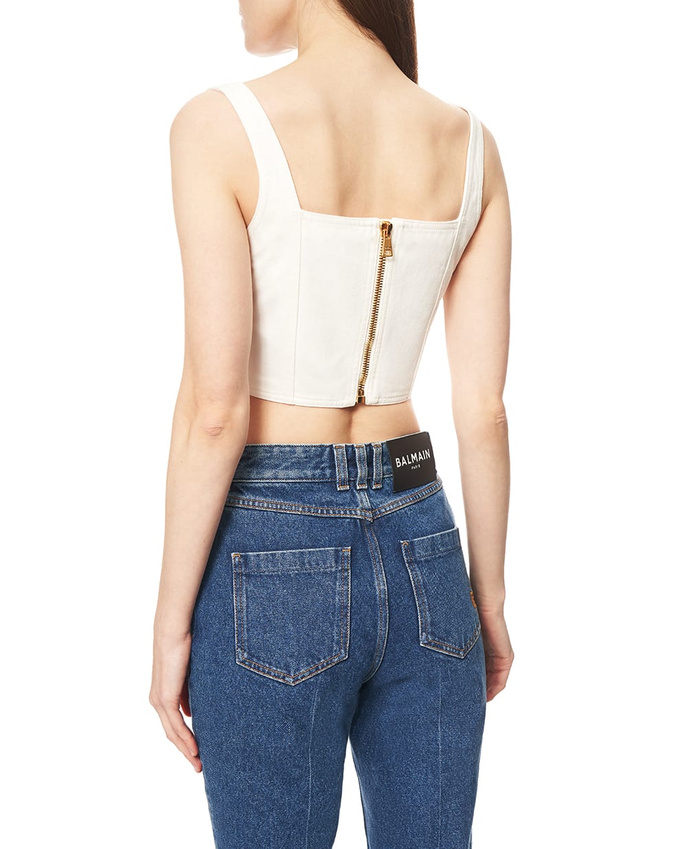 Укорочений топ Balmain на ґудзиках Balmain GF1AD214DG14, білий колір • Купити в інтернет-магазині Kameron