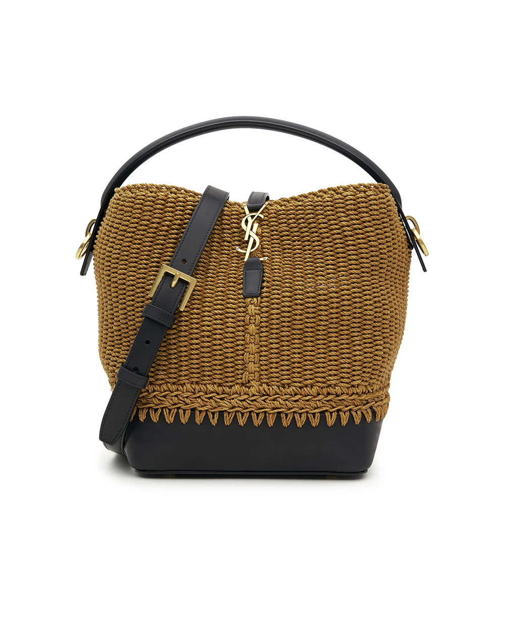 Сумка LE 37 из плетеной рафии и кожи Saint Laurent 773991-FAEBN, коричневый цвет • Купить в интернет-магазине Kameron