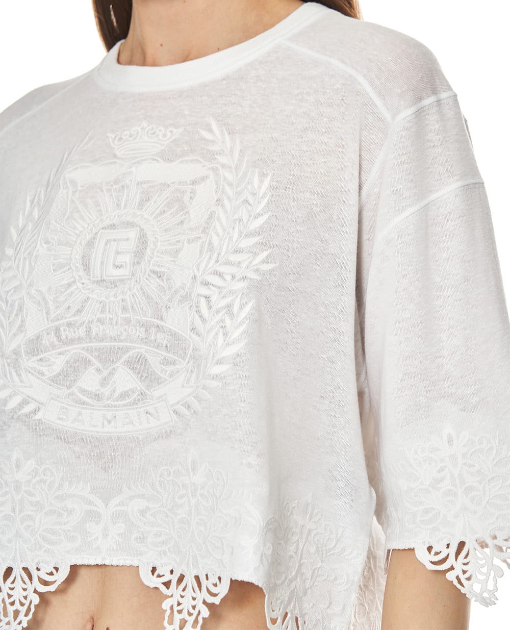 Топ із льону Balmain FF1EE130BD05, білий колір • Купити в інтернет-магазині Kameron