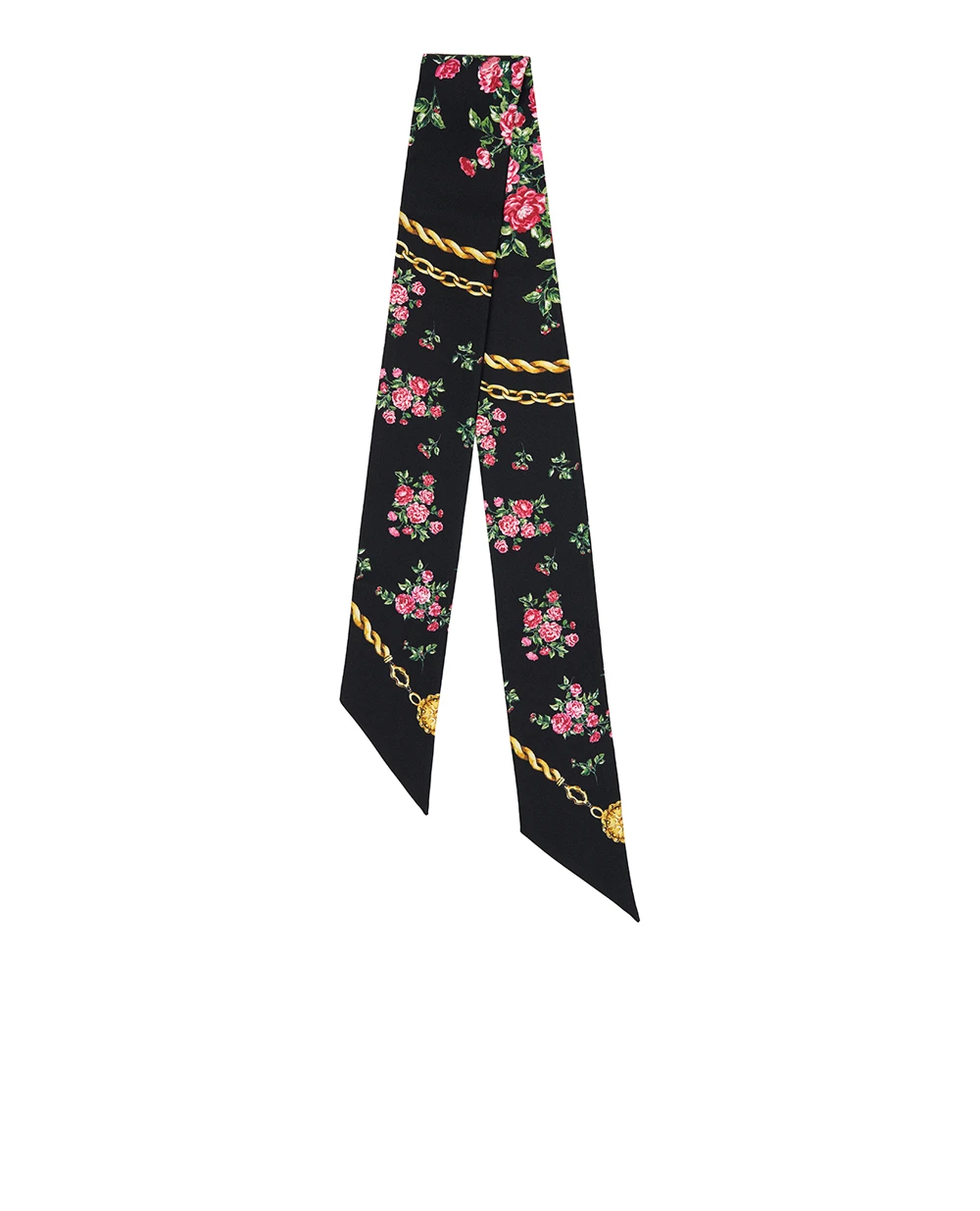 Пов'язка з шовку з квітковим принтом Dolce&Gabbana FS215A-GDDLN, чорний колір • Купити в інтернет-магазині Kameron