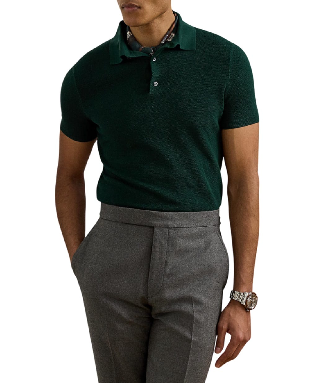 Бавовняний светр з короткими рукавами Ralph Lauren Purple Label 790957779001, зелений колір • Купити в інтернет-магазині Kameron