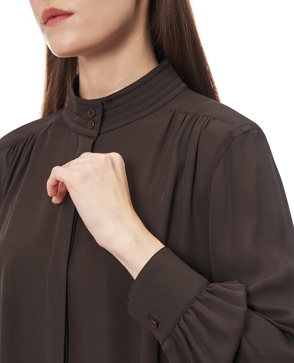 Блуза REVI з шовку NILI LOTAN 13258-W30, коричневий колір • Купити в інтернет-магазині Kameron