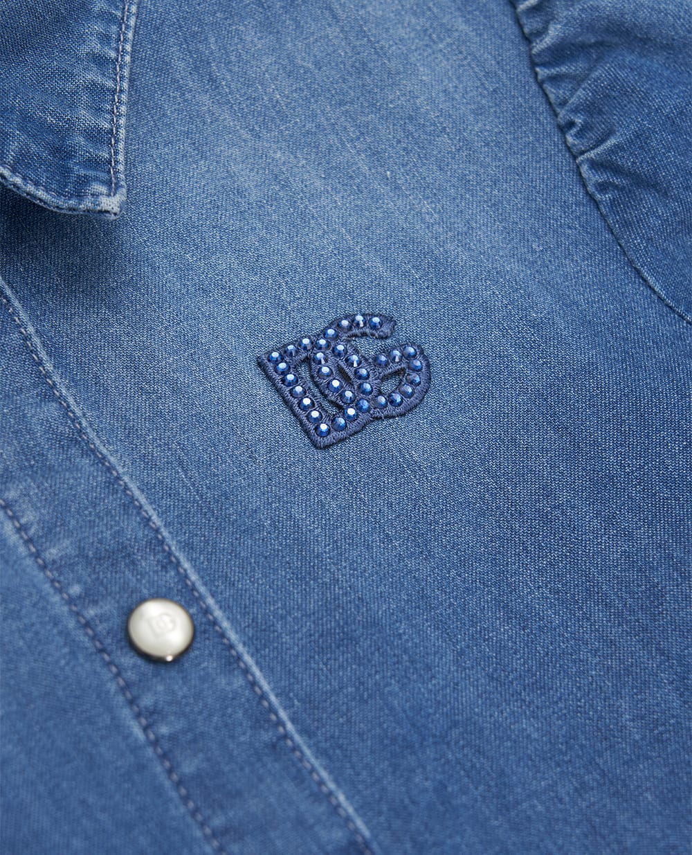 Дитяча джинсова сукня з вишивкою логотипу Dolce&Gabbana Kids L54DO6-LDD55-S, синій колір • Купити в інтернет-магазині Kameron