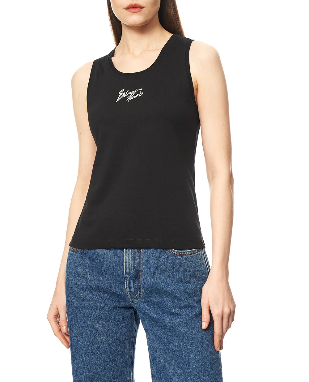 Свободная майка с принтом Balmain GF1EB075BD40, черный цвет • Купить в интернет-магазине Kameron