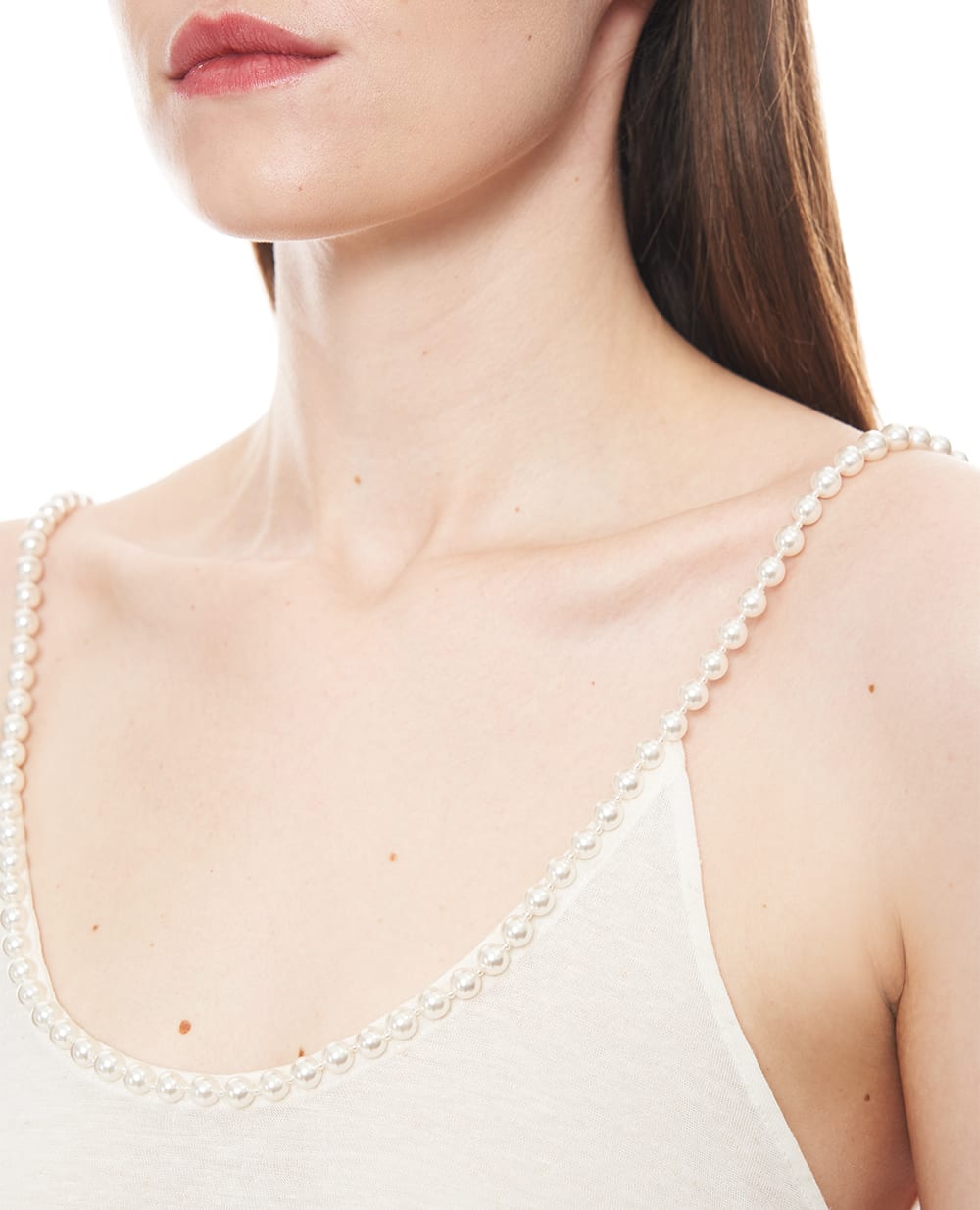 Топ із перлинними бретелями Stella McCartney 6J04323SQA29, кремовий колір • Купити в інтернет-магазині Kameron