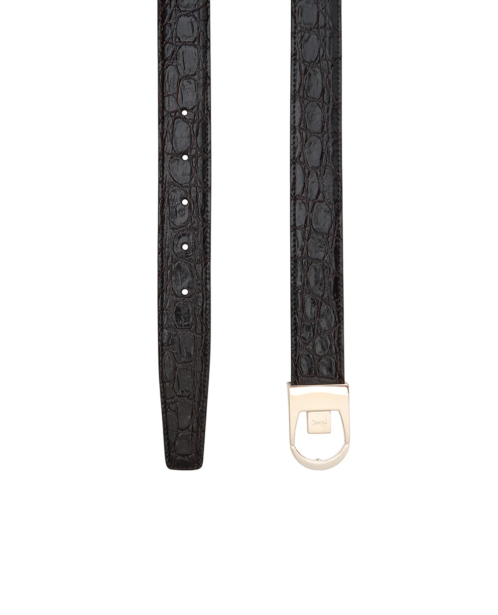 Двосторонній шкіряний ремінь Saint Laurent 828728-AAEX8, темно-коричневий колір • Купити в інтернет-магазині Kameron