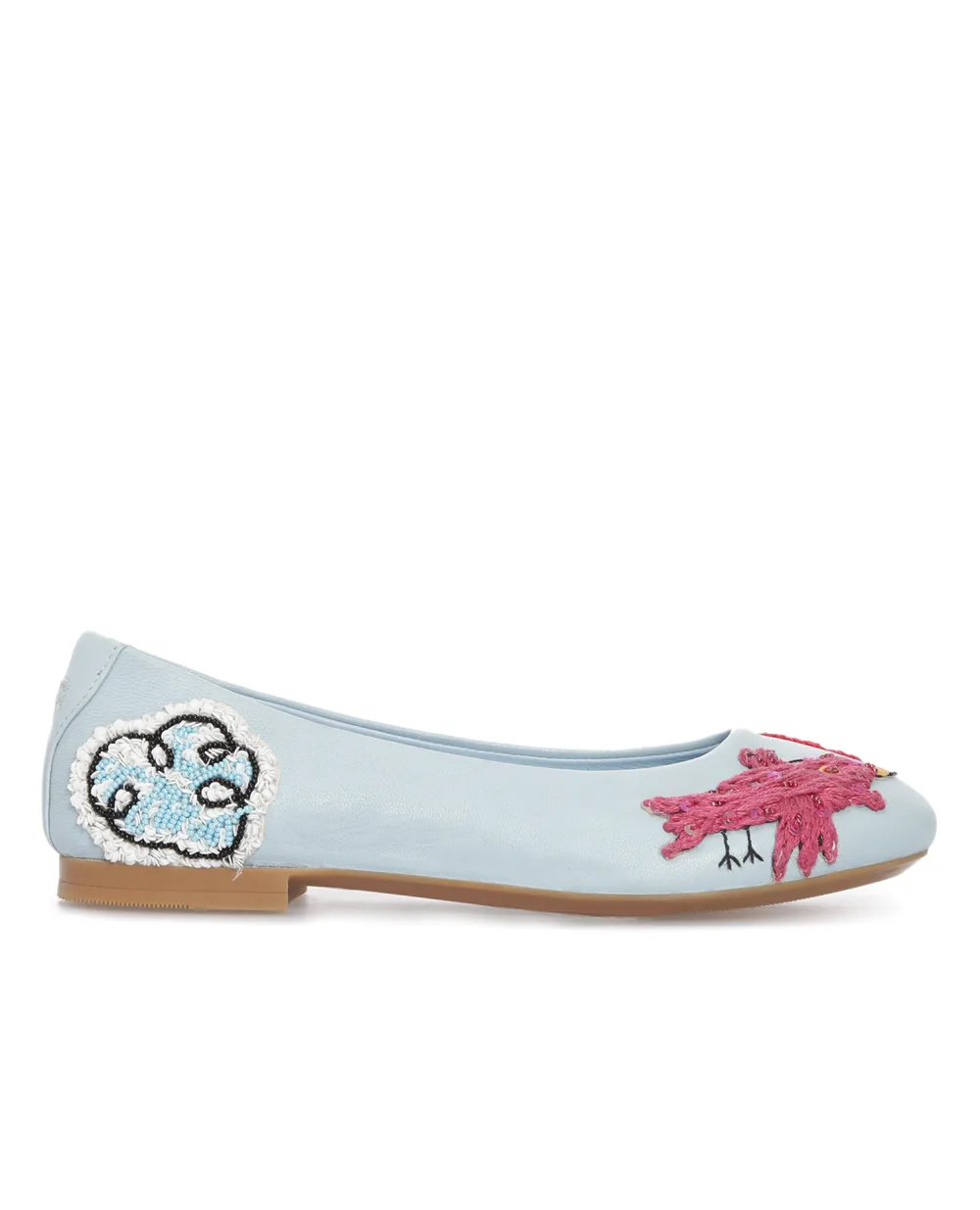 Детские кожаные балетки Dolce&Gabbana Kids D10429-AC461-M, голубой цвет • Купить в интернет-магазине Kameron