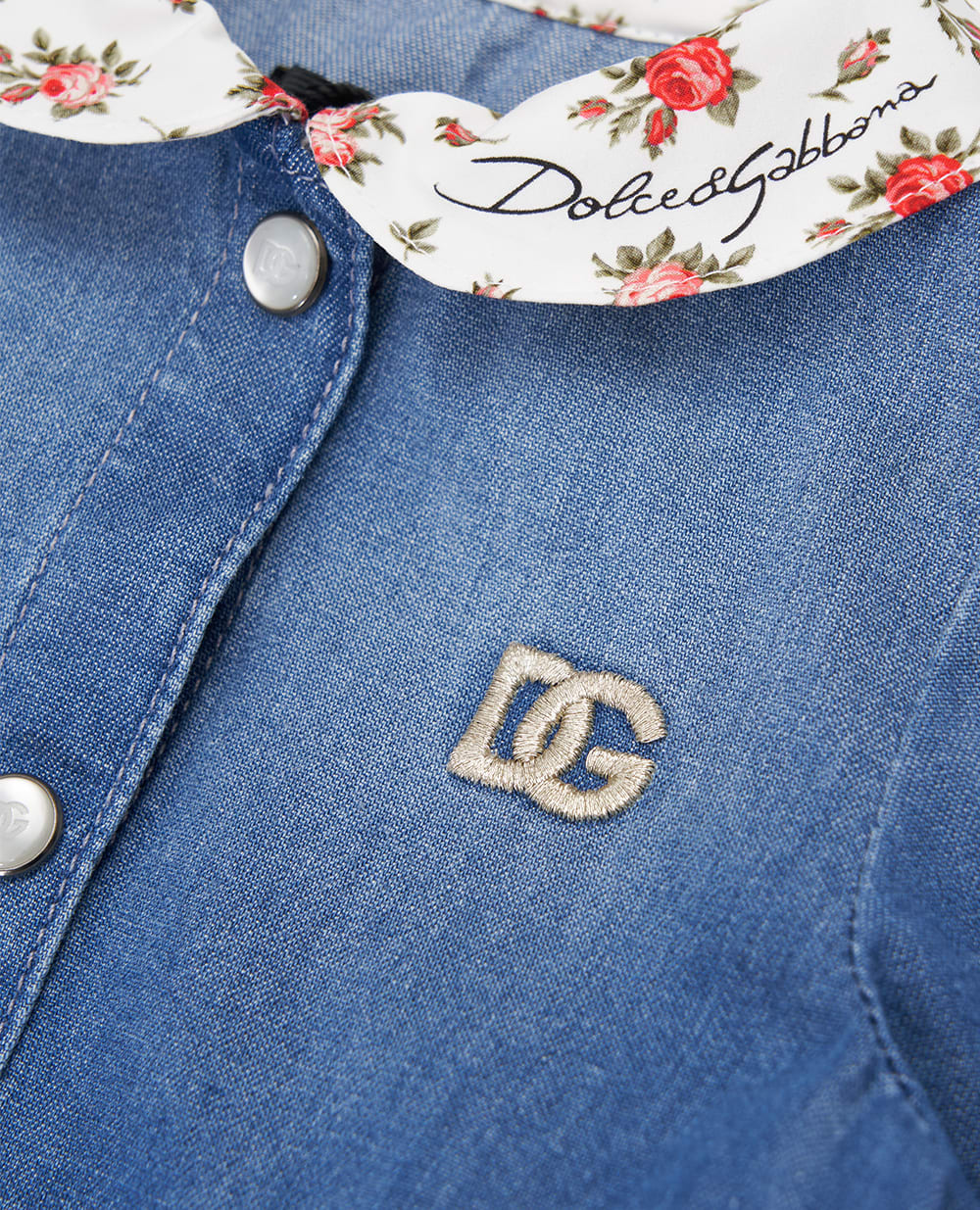 Дитяча джинсова сукня з вишивкою логотипу Dolce&Gabbana Kids L24DO6-LDD72, синій колір • Купити в інтернет-магазині Kameron