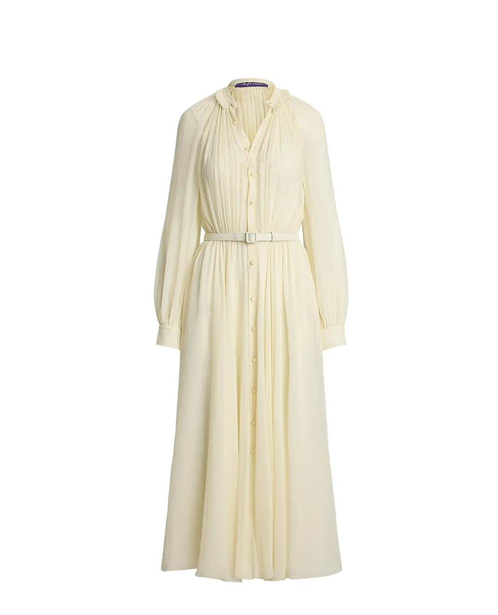 Платье Grantly Crinkle из шелка Ralph Lauren Collection 290P00343001, кремовый цвет • Купить в интернет-магазине Kameron