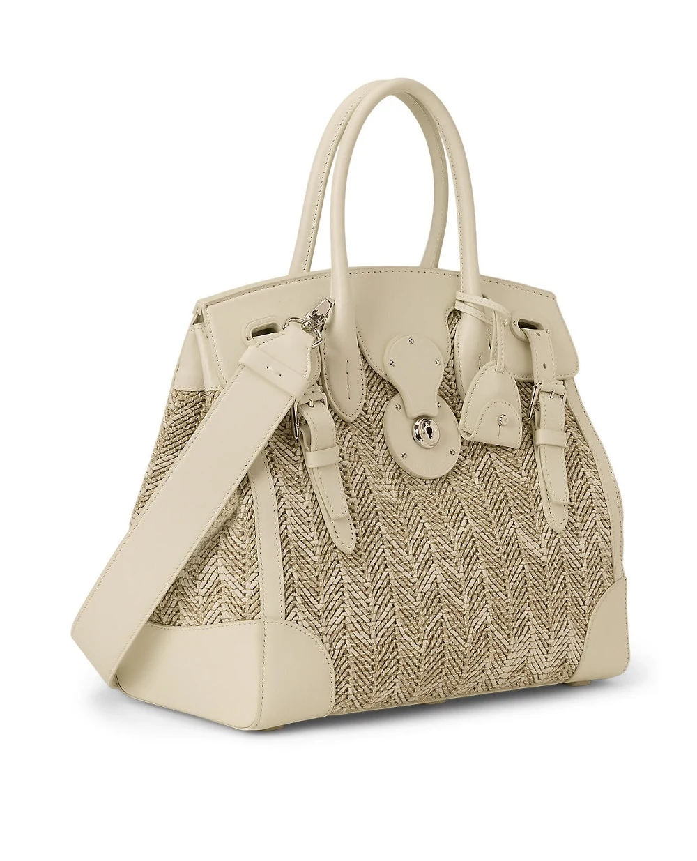 Сумка з джутової суміші Soft Ricky 33 Herringbone Ralph Lauren Collection 435977803001, бежевий колір • Купити в інтернет-магазині Kameron