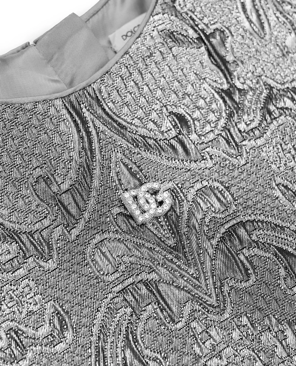 Детское платье из жаккарда Dolce&Gabbana Kids L54DP2-HJMQW-S, серебряный цвет • Купить в интернет-магазине Kameron