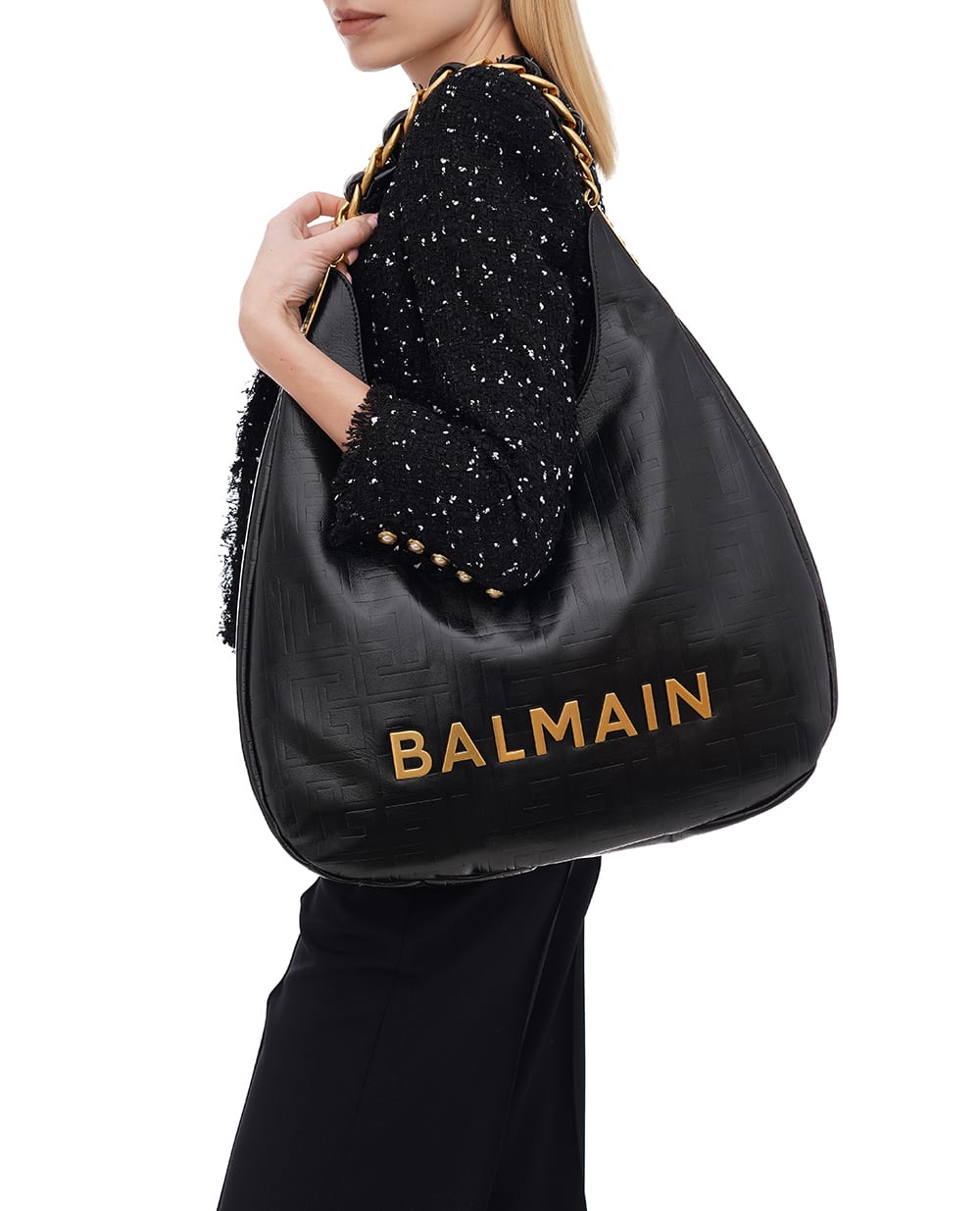 Кожаная сумка 1945 Large Balmain EN0BT929LETF, черный цвет • Купить в интернет-магазине Kameron