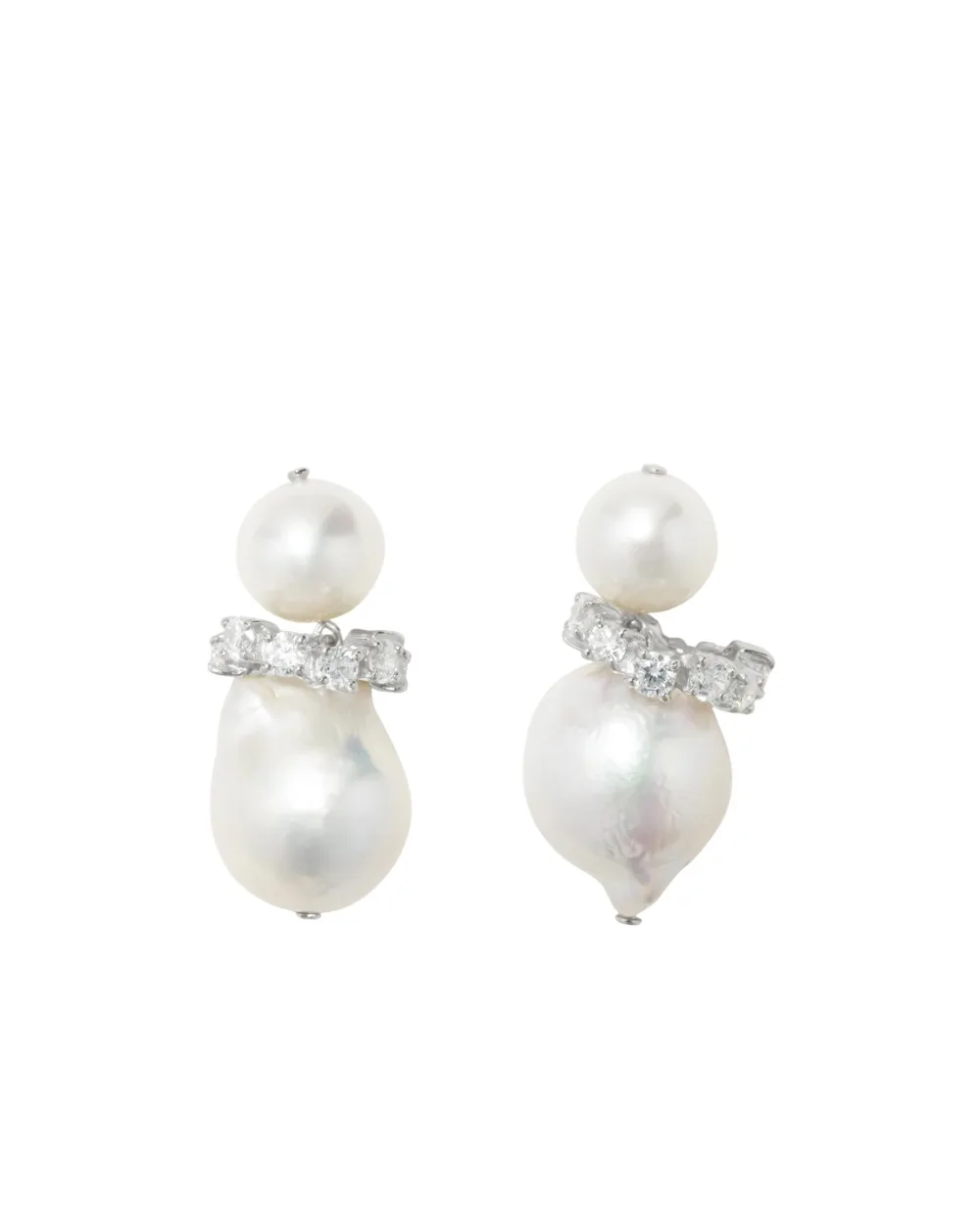 Серьги из переработанного серебра с жемчугом и цирконием Completedworks P217, серебряный цвет • Купить в интернет-магазине Kameron